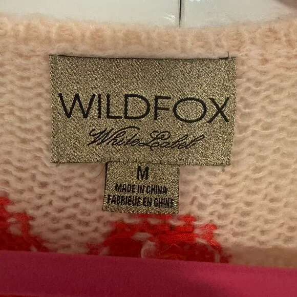 Wildfox Cream Heart Print Distressed Knit Sweater - Picture 4 of 4